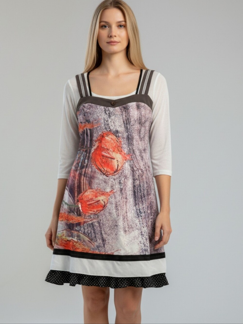 C'Faith Pour Vous Floral Print Layered Dress Corset Back Accent size 2 US Small